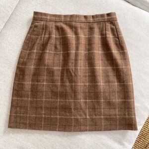 Vintage Brown Plaid Mini Skirt, Size XS/S